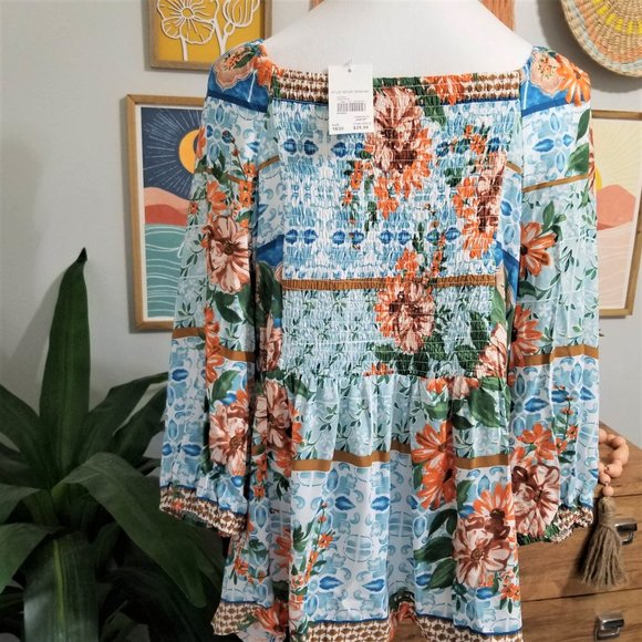 Top, Blouse. Aqua Coral Teal Multi, Floral Print. Cato Brand. Size 18/20W. NWT. - Picture 6 of 15